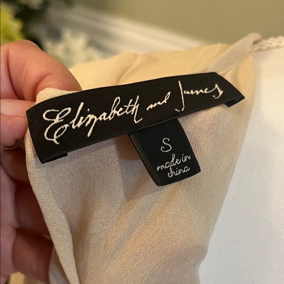 Elizabeth and James Cream and Black Dress with Pink Accent Silk sz small - Picture 2 of 3